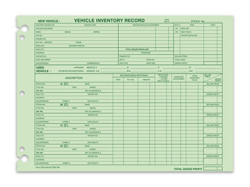 Vehicle Inventory Record, Form DSA-542-85